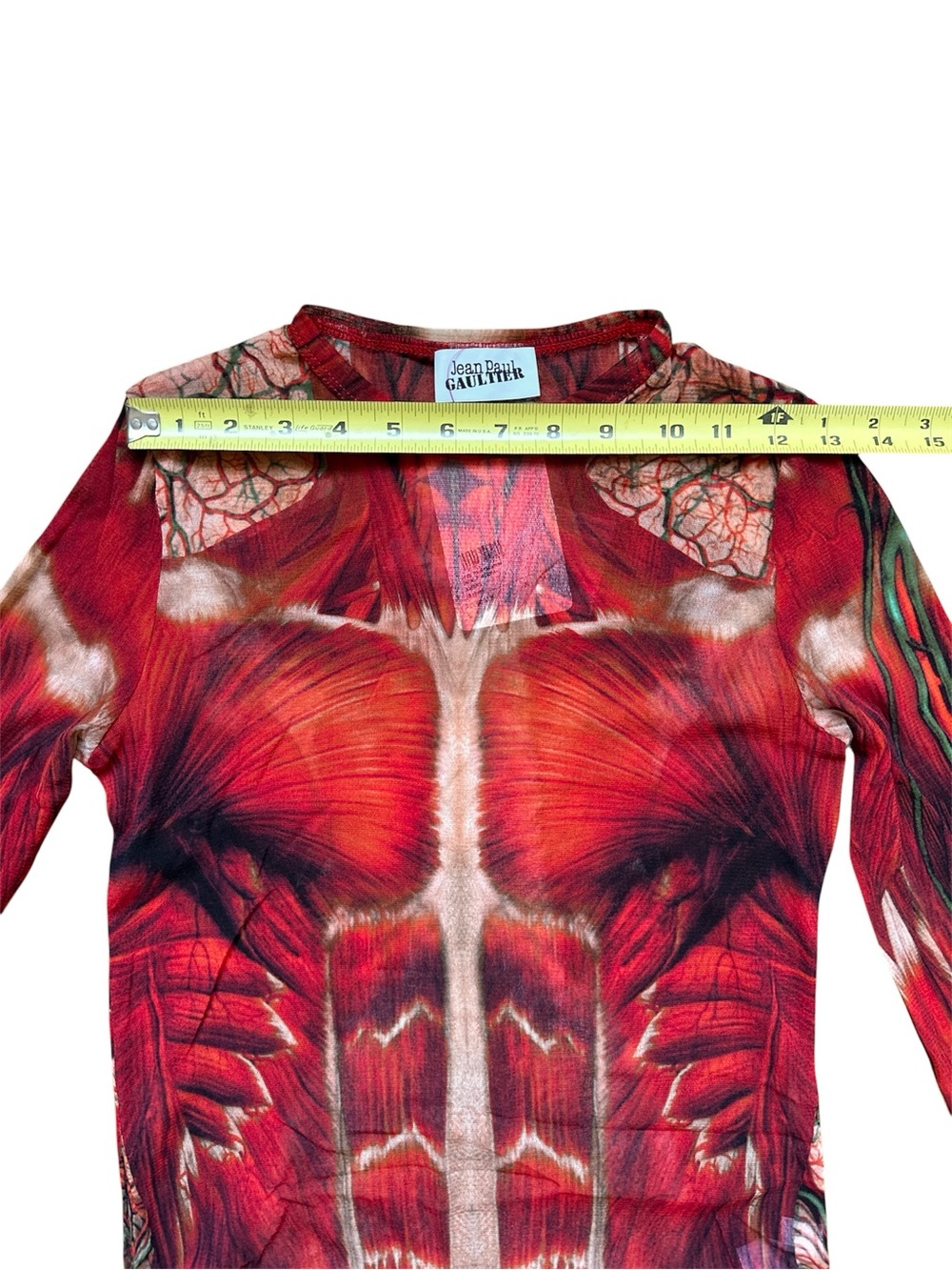 Jean Paul Gaultier Red The Ecorche Print Long Sleeve Maxi Mesh Dress - Picture 9 of 9